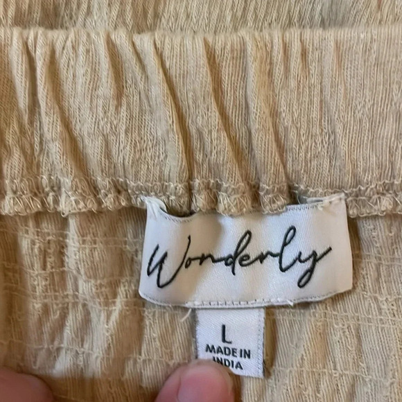 Wonderly women’s dress large 12 14 ruffle tan khaki beige sleeveless stretch NWT - Picture 7 of 10